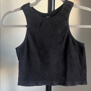 One Step Ahead Charcoal Ribbed Cropped Tank Top